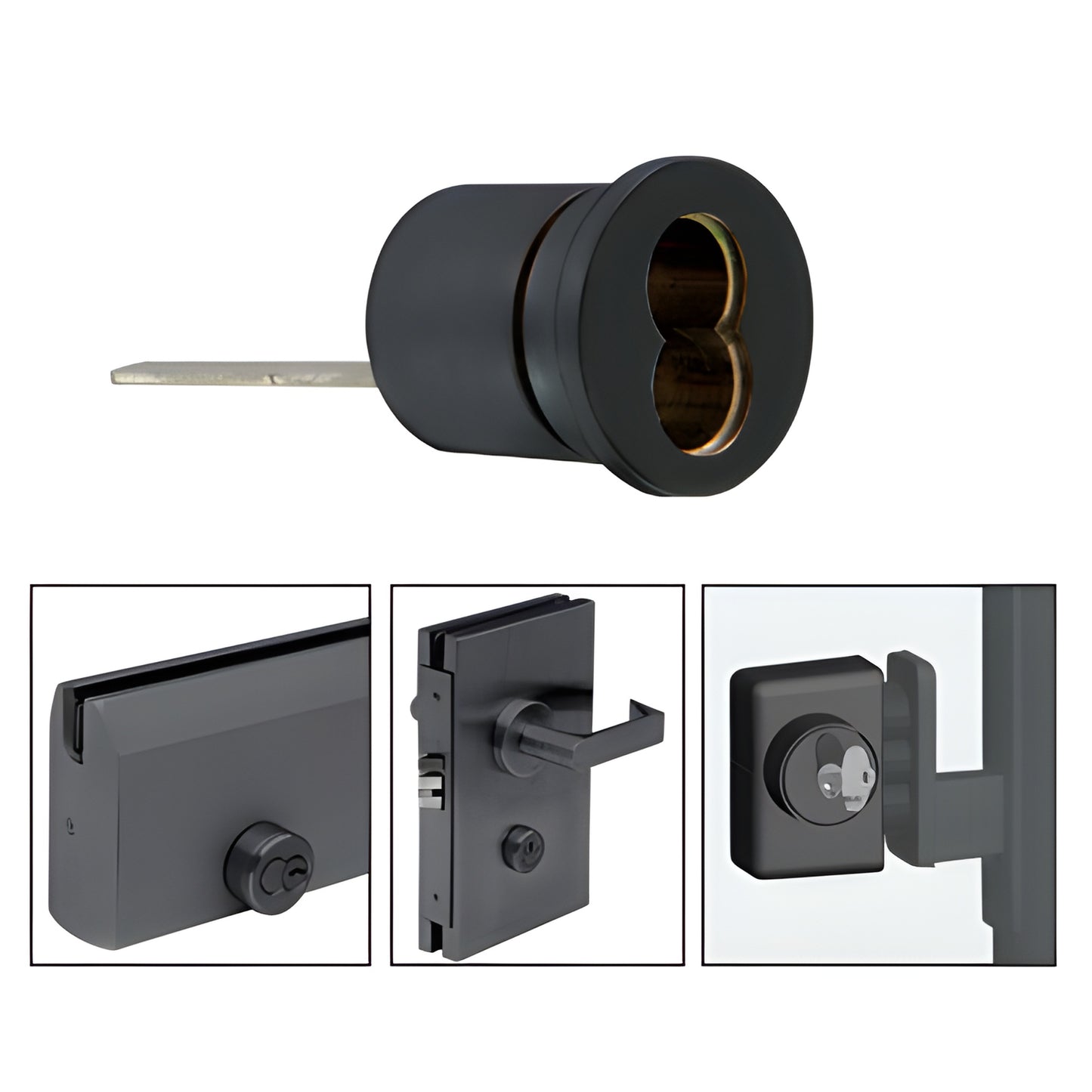 Matte black brass mortise housing for 7 pin SFIC interchangeable core, 29.4 mm diameter
