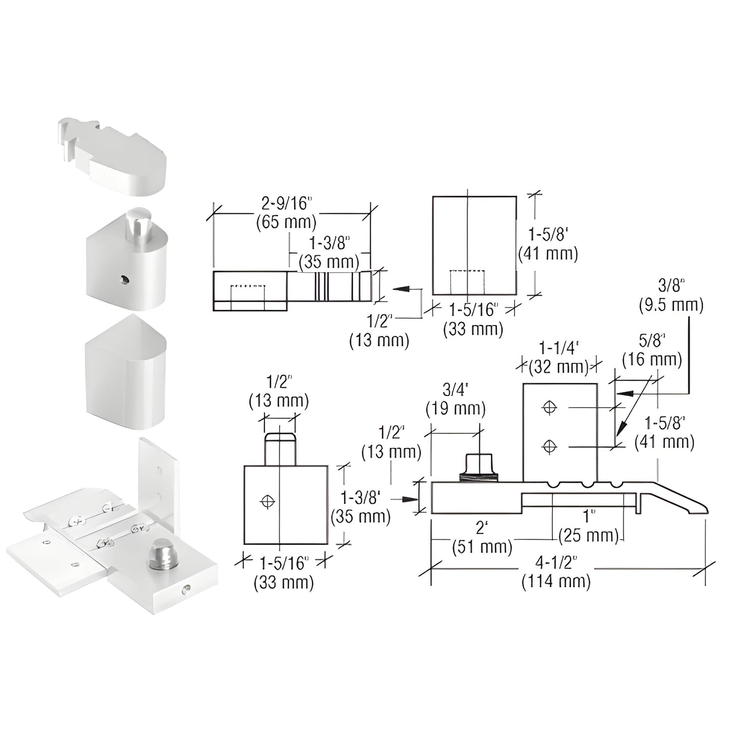 CRL OP50 offset pivot set (SKU 0P50LHA), satin aluminum left-hand commercial door pivot with dimensional diagram
