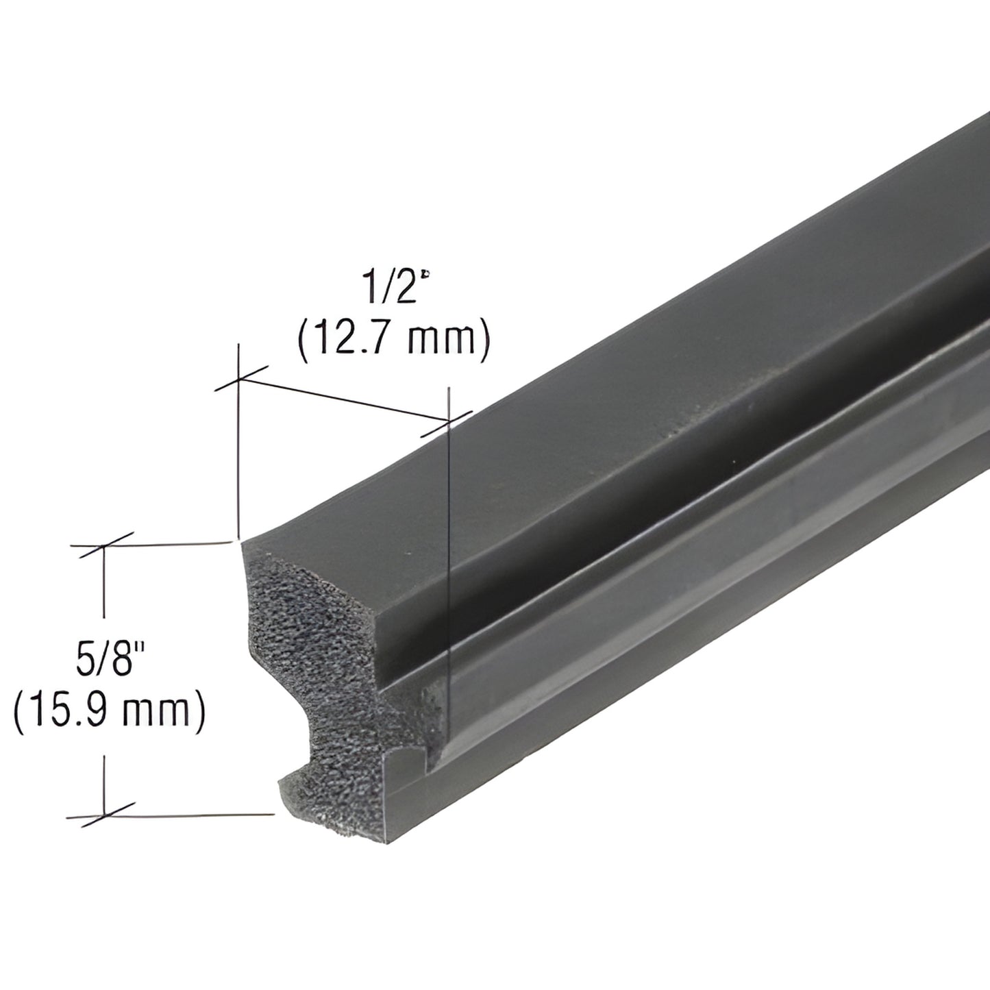 Black EPDM gasket strip NP421 for extruded aluminum glazing; fits 1/4-1" glass, 5/8" (15.9 mm) profile.