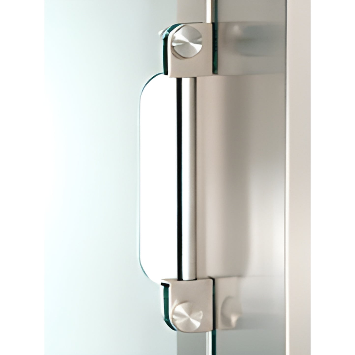 Polished chrome low-profile frameless sliding glass door handle SKU SGH8CH for 1/2" glass, 9" mounting centers