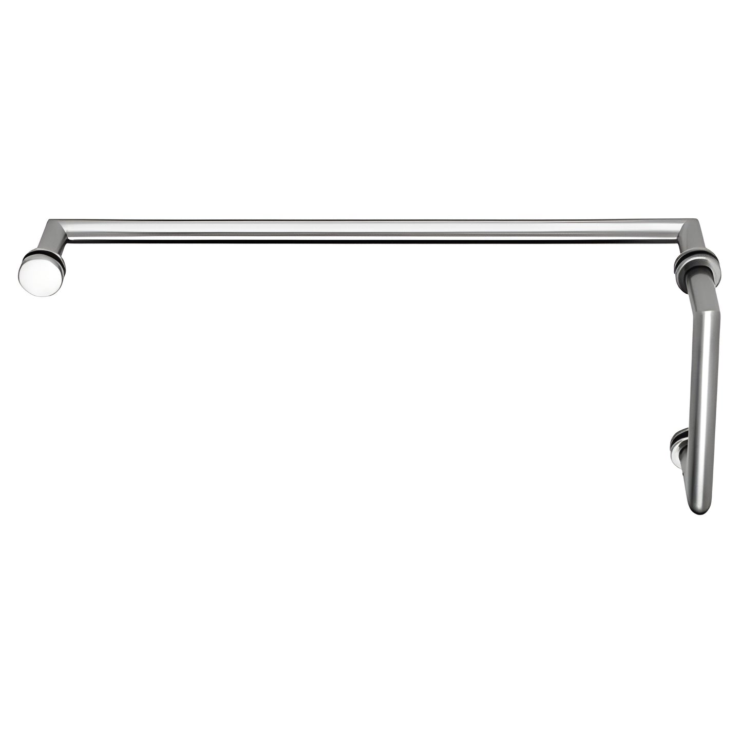 Polished chrome MT6X18CH brass 3/4in tubular shower pull and 18in towel bar combo for glass doors