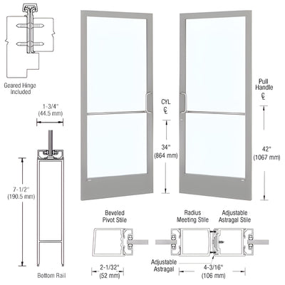 CRL-U.S. Aluminum Series 250 Narrow-Stile Geared Hinge Doors - Pair