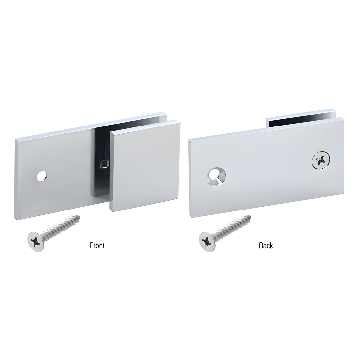 Polished chrome solid-brass Y clamp (SGC182CH) for frameless shower, wall-mount, fits 3/8-1/2in (10-12mm) glass.