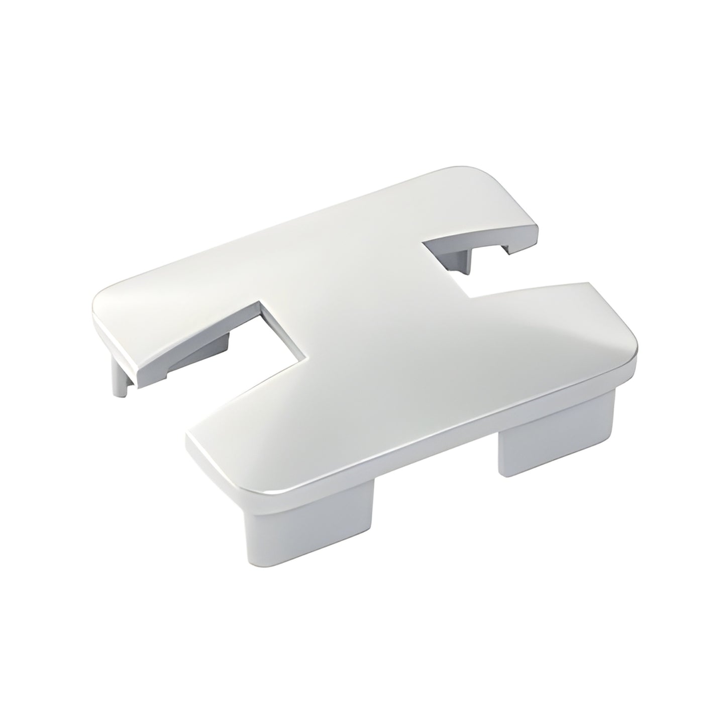 Silver metallic notched rectangular post top cap (SKU NC1CS), aluminum finish for glass windscreen and balustrade posts