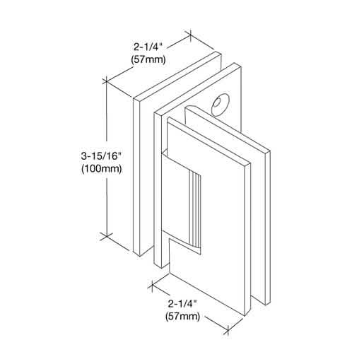 Polished Nickel Vienna 092 Series 90° Glass-to-Glass Hinge for sleek, modern installations