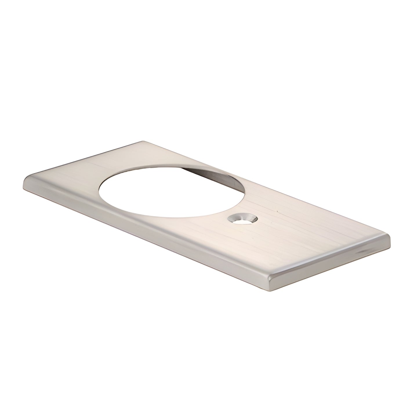 Brushed stainless steel floor pivot cover plate, 7/8" spindle opening, countersunk hole - SKU 1NT402CBS