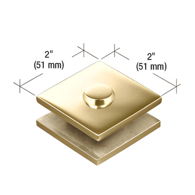 CRL Polished Brass 2" x 2" Square Mall Front Glass Clamp