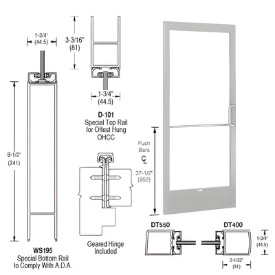 CRL-U.S. Aluminum 250 Narrow Stile Offset Geared Hinge 105° ADA