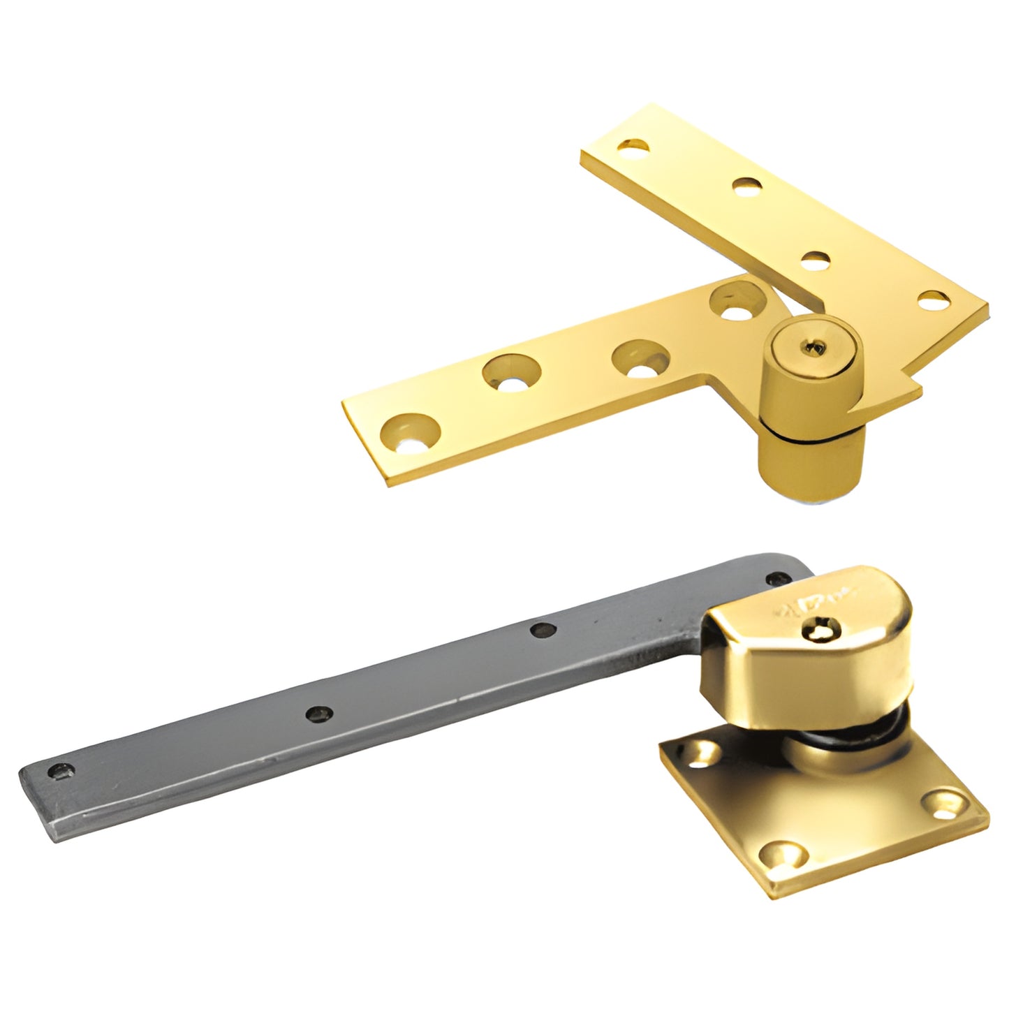 Rixson 147LHPB polished brass offset door pivot set, left-hand, heavy-duty, supports doors up to 600 lb.