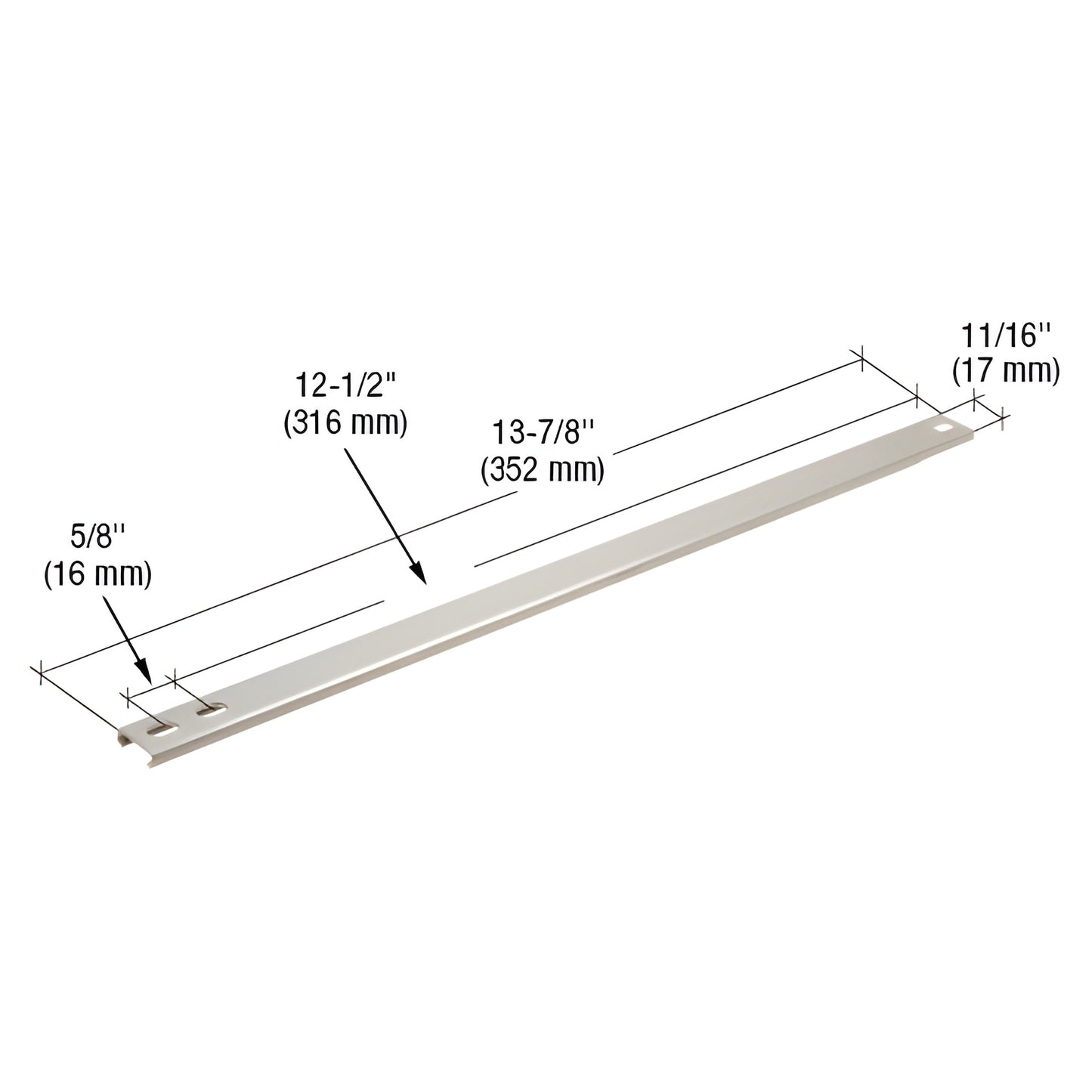Mill-finish aluminum channel guide 13-7/8" for casement windows, pre-drilled, SKU H3529 (pack of 2)