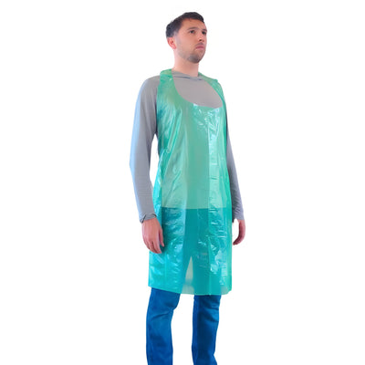Disposable Poly Aprons, 1 mil Green-100 / Bag