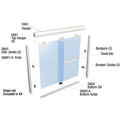 CRL Brite Anodized 60" x 72" Suite "EK" Series Shower Door Kit