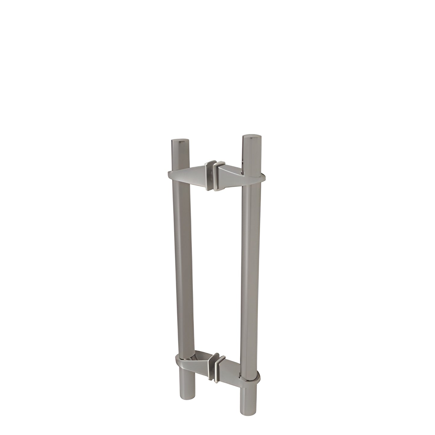 VPS116BS brushed stainless steel adjustable back-to-back glass door pull - twin vertical tubular handles