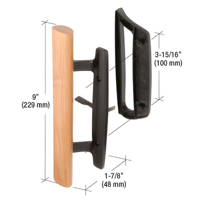 CRL Wood/Black Mortise-Style Door Handle 3-15/16" Screw Spacing