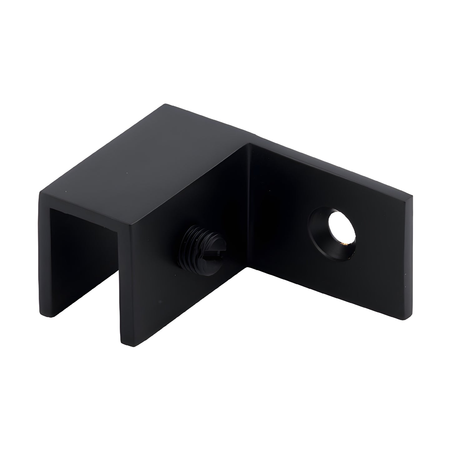 Matte black solid brass sleeve-over shower glass clamp, left-hand, for 5/16-1/2" (8-12mm) glass - SKU S0GC37LMBL