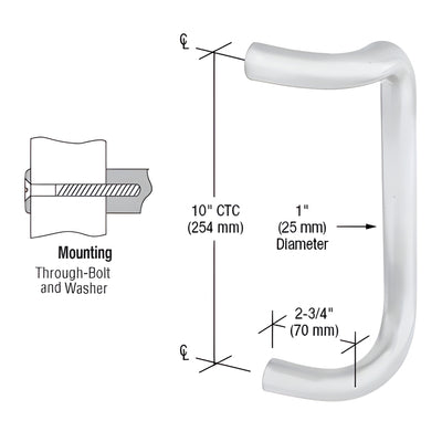 CRL 10 in Satin Anodized Offset Door Pull for Glass Doors