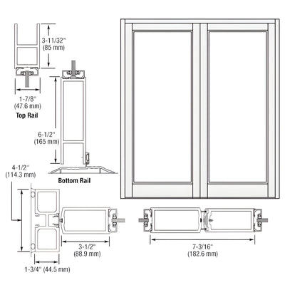 CRL-U.S. Aluminum Durafront Center-Hung Entry Door Pair White Kynar
