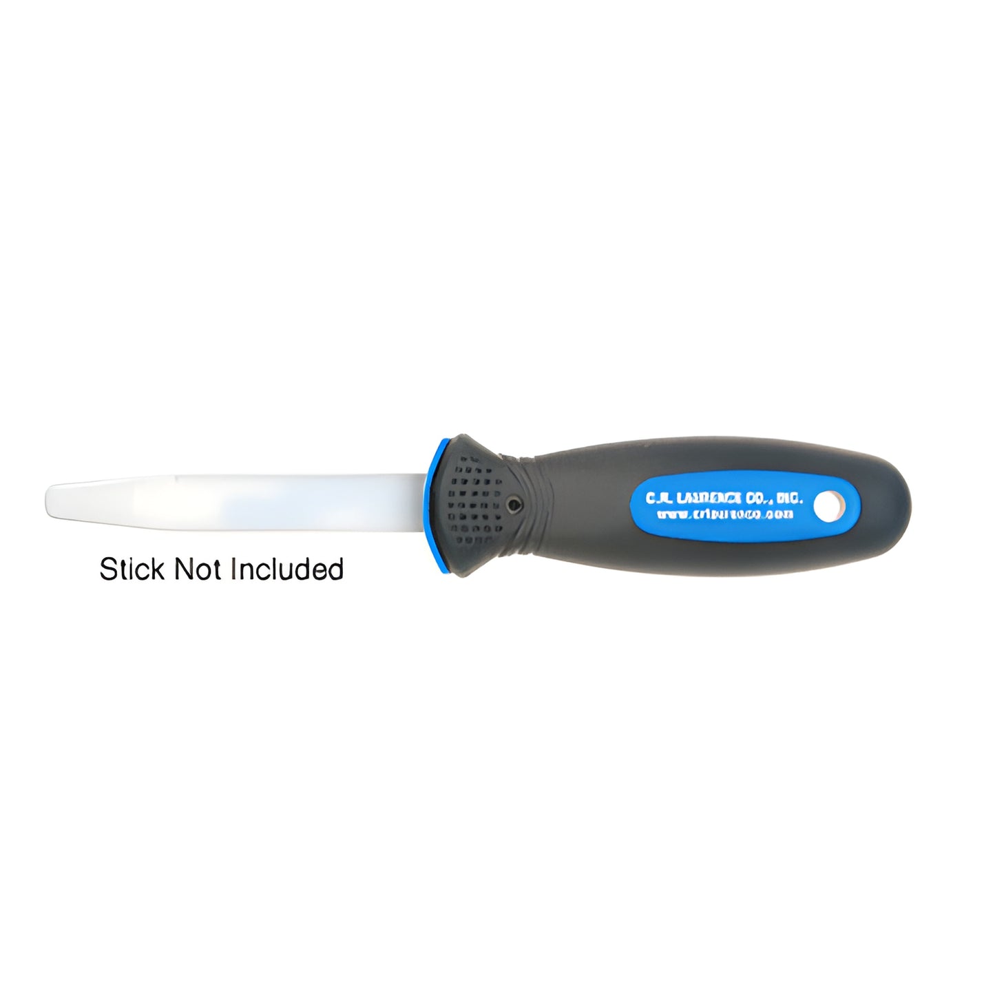 CRL216H gray and blue non-slip stick tool handle, textured grip and hanging hole, shown on white background (stick not includ