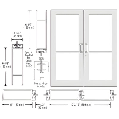 CRL-U.S. Aluminum 550 White KYNAR® Doors - Wide Stile Geared Hinge