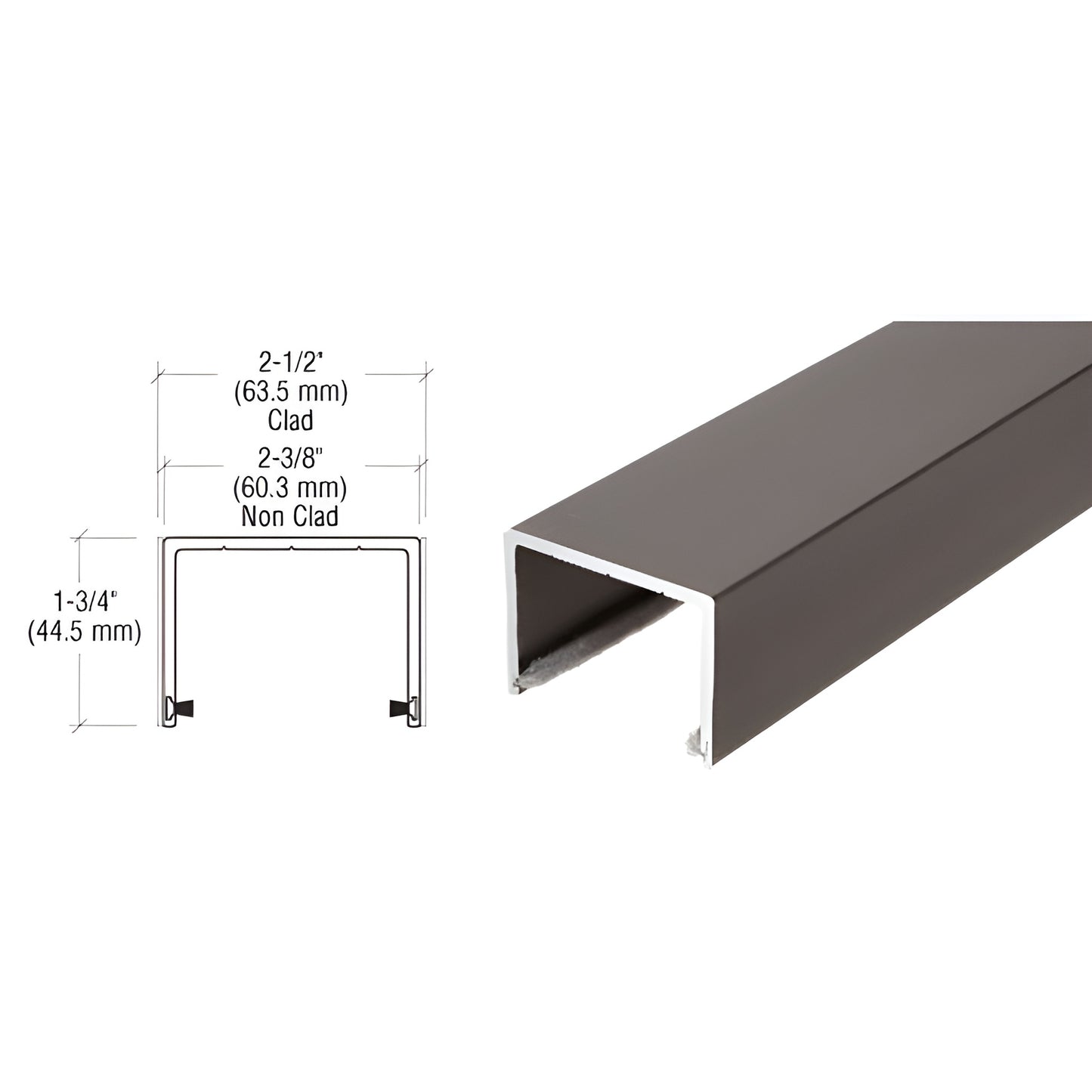 CRL SD1TTDU black bronze anodized top track for bottom-rolling sliding doors, 120 in 1-3/4 in