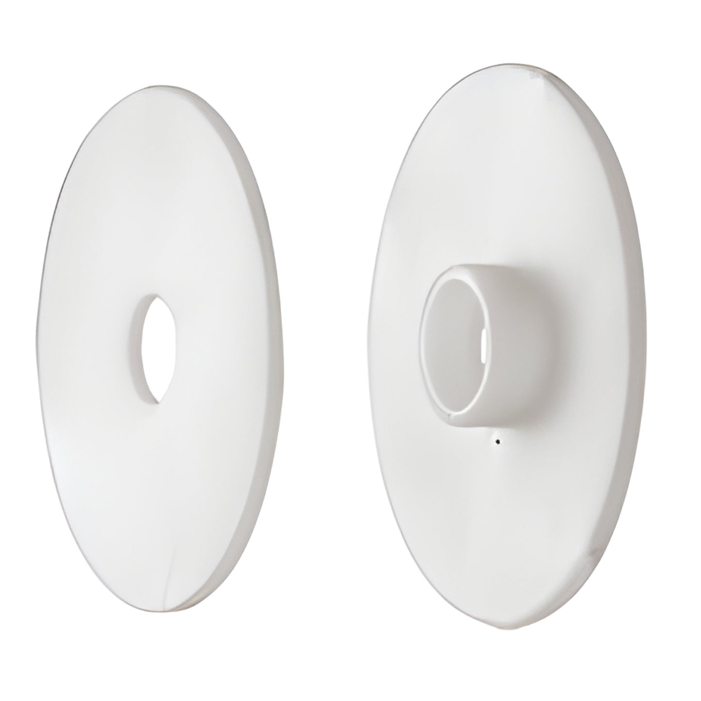 CWK2 white vinyl standoff washers (2") - two pieces: one plain washer and one with molded sleeve for glass standoffs.