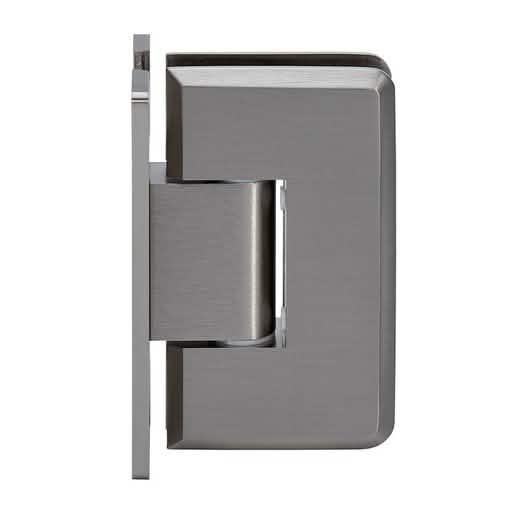 Brushed Nickel CRL Cologne Hinge with 'H' Back Plate for sleek glass door installation.