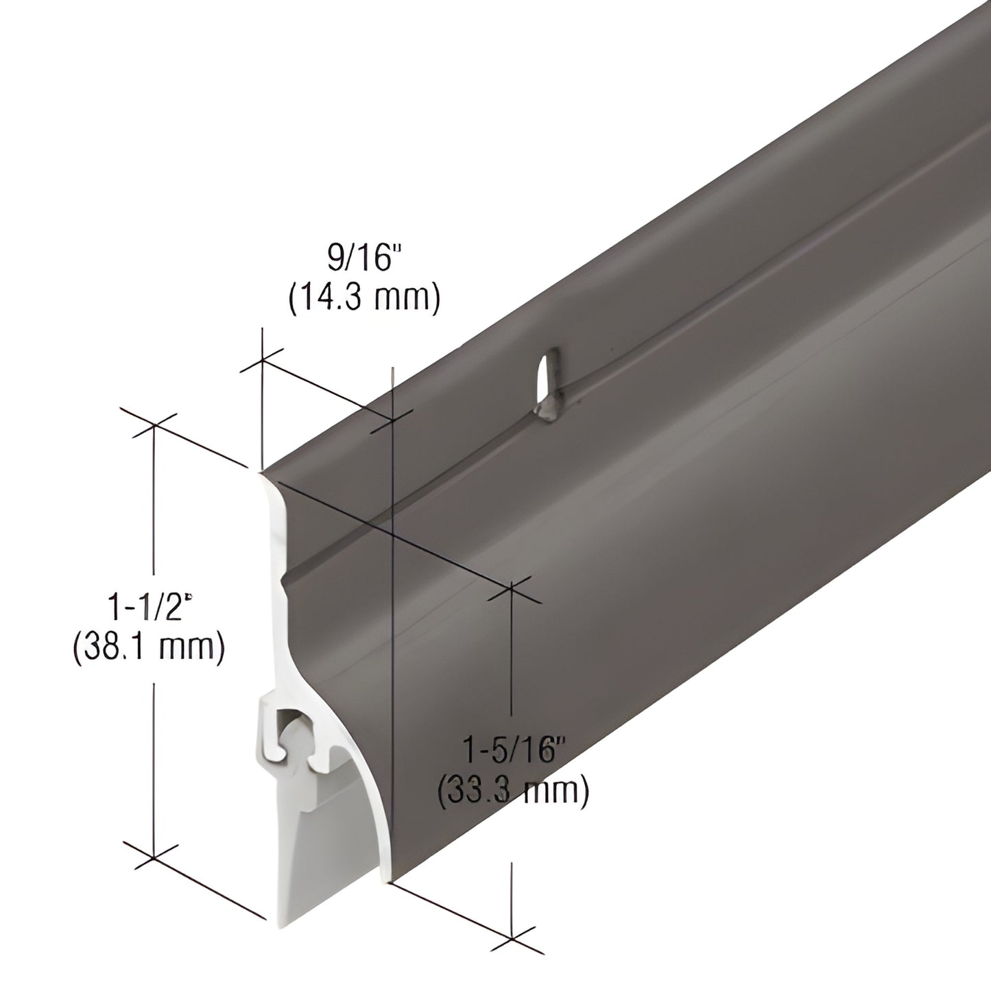 Dark bronze extruded aluminum door rain drip with vinyl seal, 36 in - SKU 152VD36
