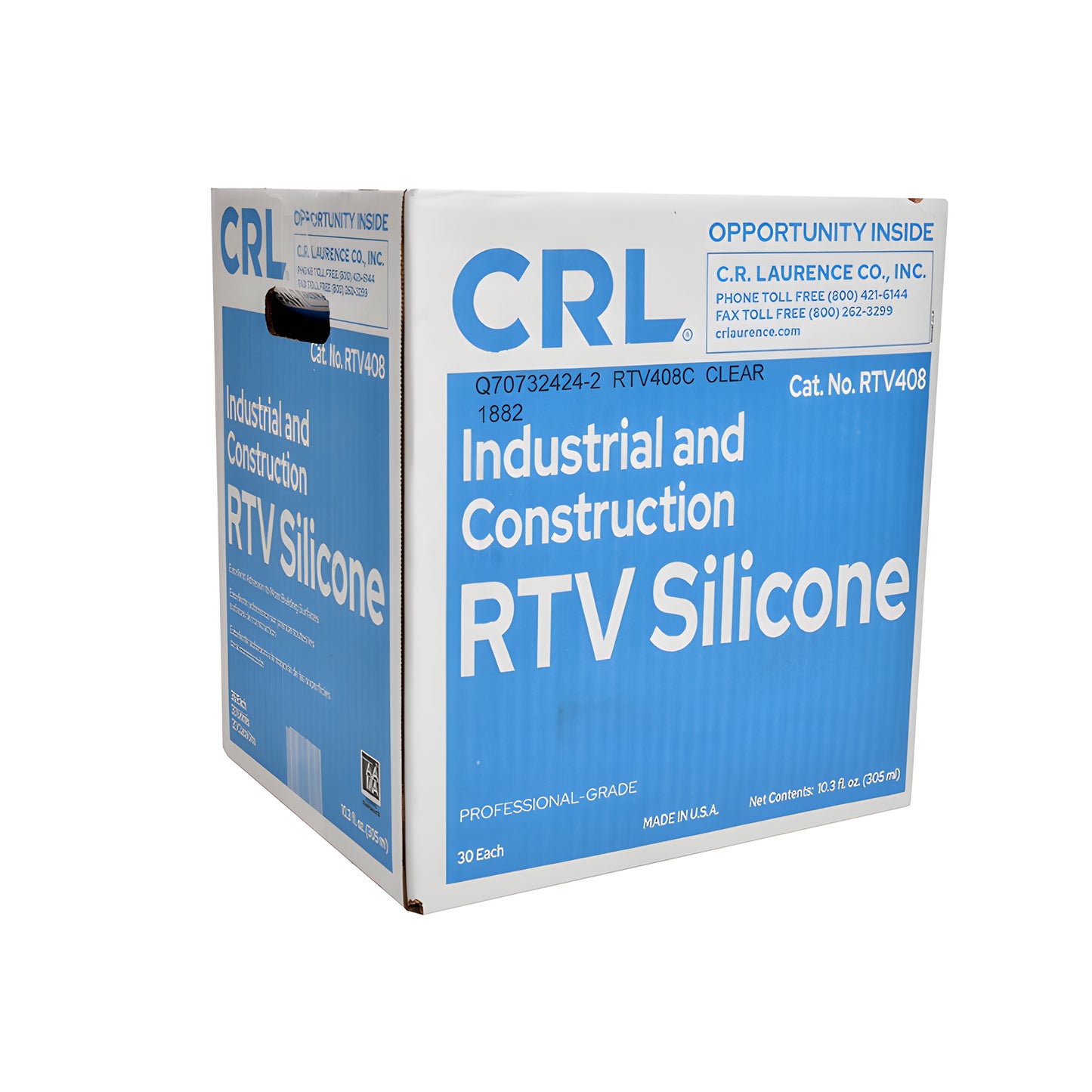 CRL RTV408 aluminum 10.3 oz silicone sealant cartridge with tapered screw-on nozzle