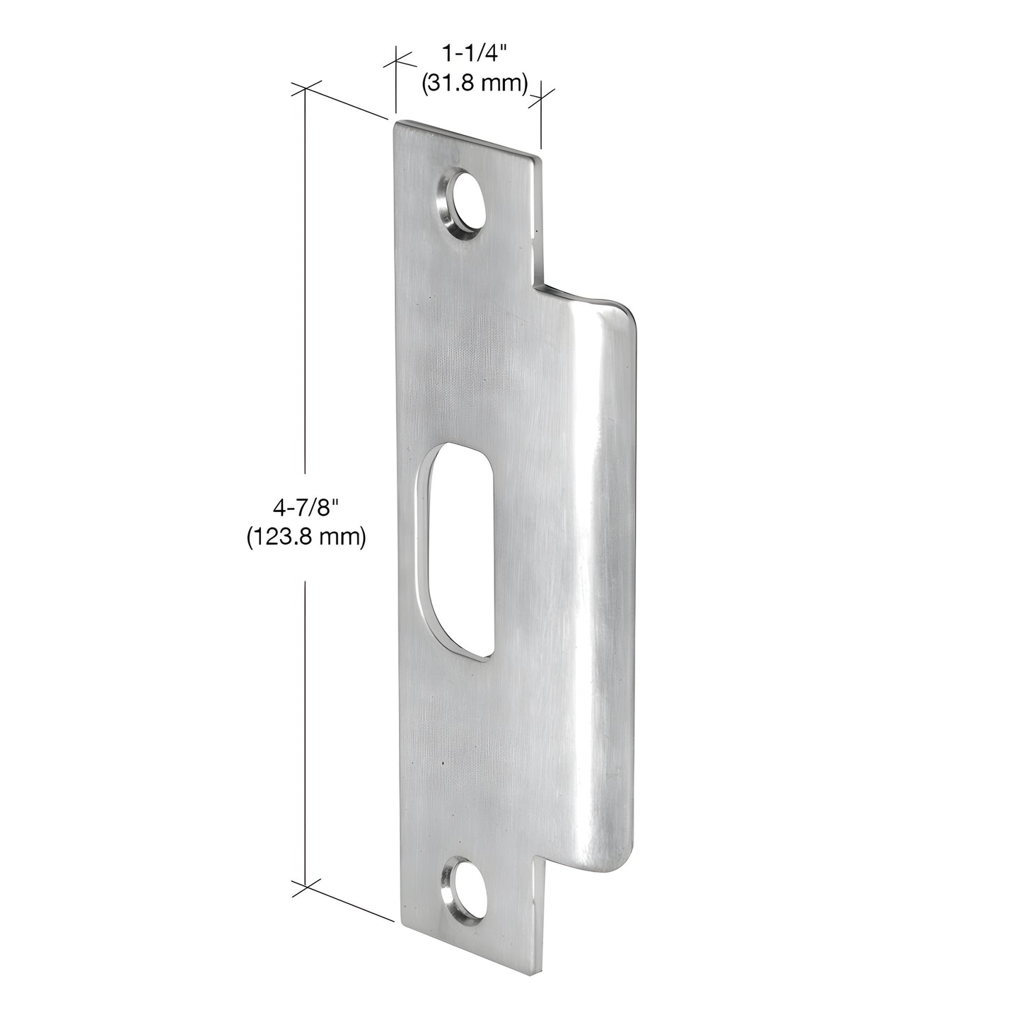 PLK1ASA brushed stainless steel deadlatch strike plate, reversible, commercial Grade 1, 4-7/8" height