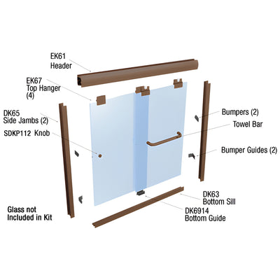 CRL Oil Rubbed Bronze 60" x 60" Suite "EK" Series Shower Door Kit