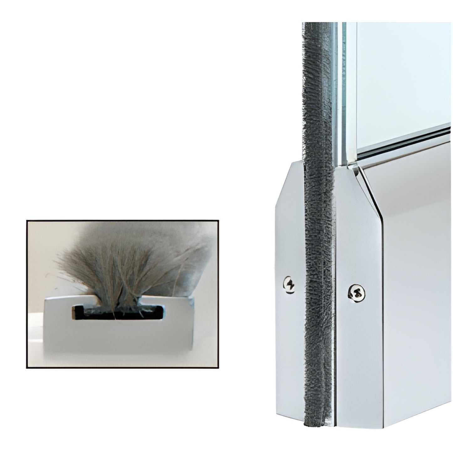 CTW12SA satin anodized clear polycarbonate door weatherstrip kit with gray wool-pile seal for 1/2" glass.