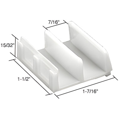 CRL 1-7/16 White Wide Sliding Tub Door Bottom Guide