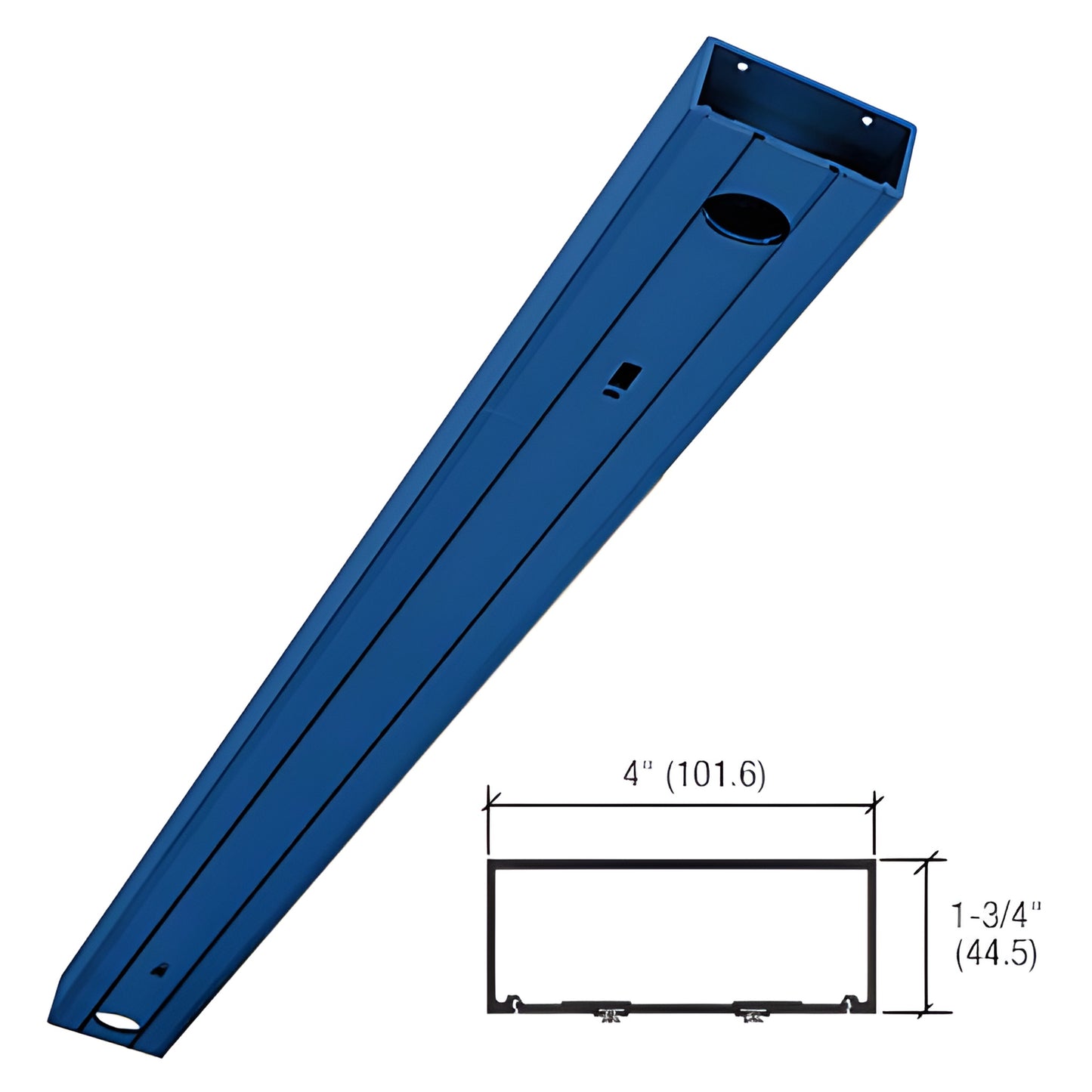 Blue CRL 400 Series 72in offset pivot header for double doors, custom Kynar finish. SKU HB127710A72