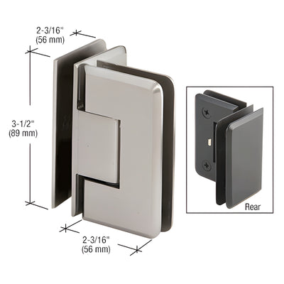 CRL Pinnacle 092 Brushed Nickel 90° Glass-to-Glass Shower Hinge