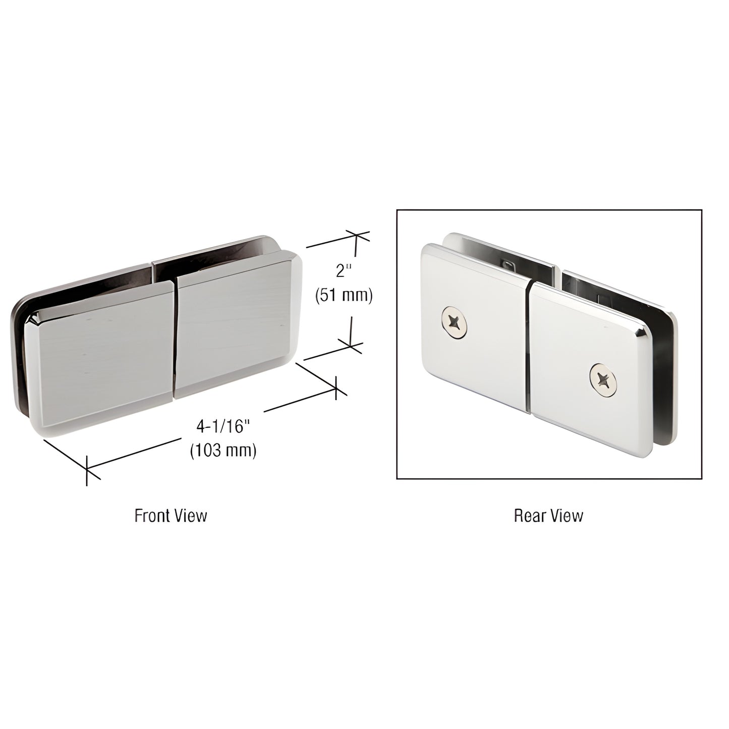 BGC188BN beveled 180 glass-to-glass movable transom clamp, brushed nickel, solid brass, fits 3/8-1/2 glass.