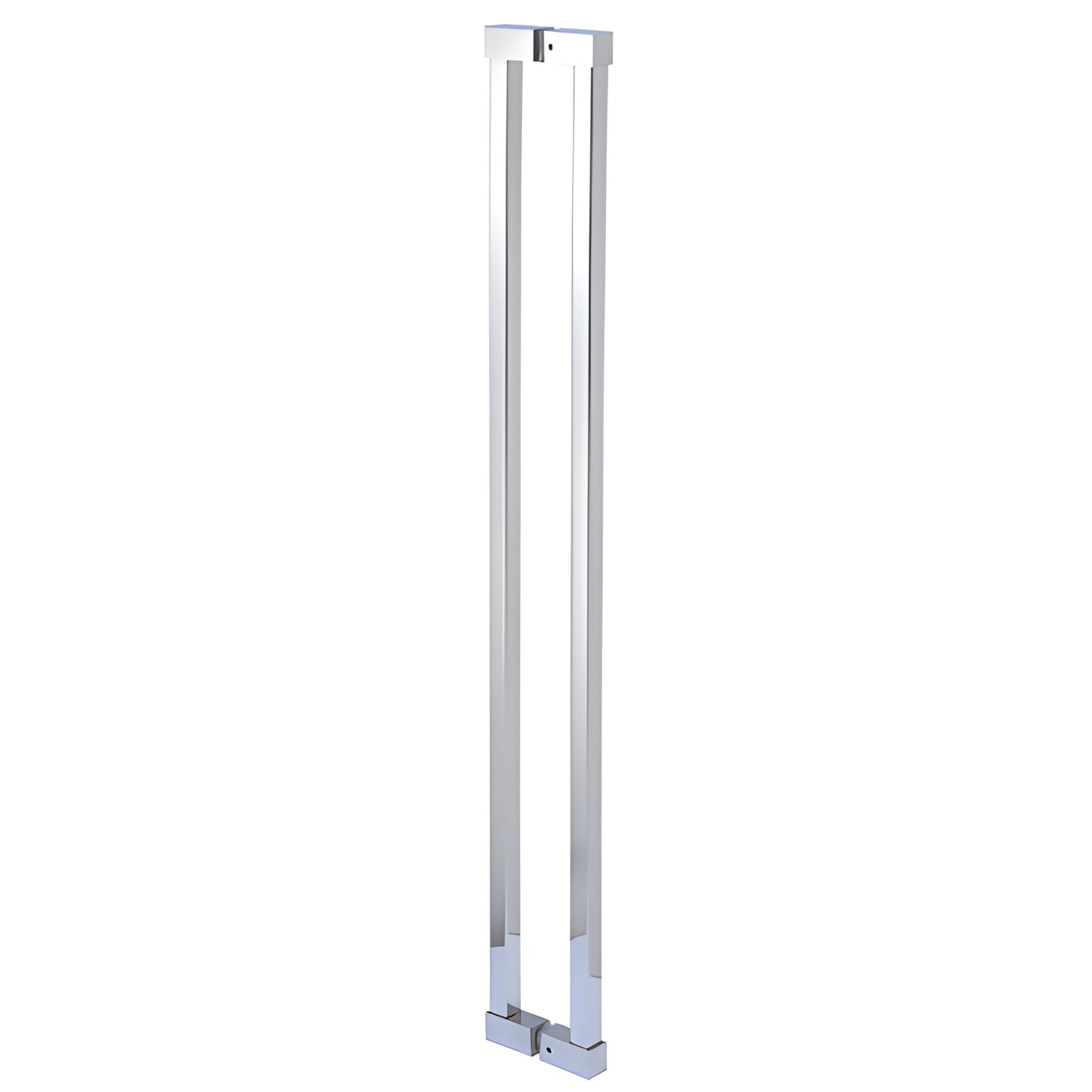 SQC42X42PS polished stainless steel 43 in square ladder pull handle, back-to-back mount for 3/8-3/4 in glass