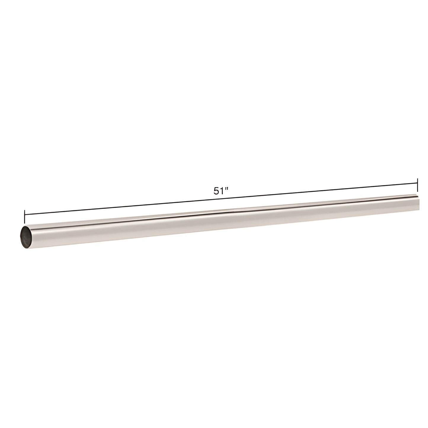 Polished nickel 3/4" (19 mm) brass support bar, 51" long for frameless shower enclosures - SKU S2PN