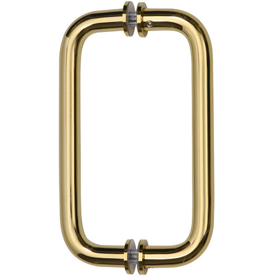 CRL 8" Polished Brass Back-to-Back 3/4" Solid Pull Handles w/ Washers