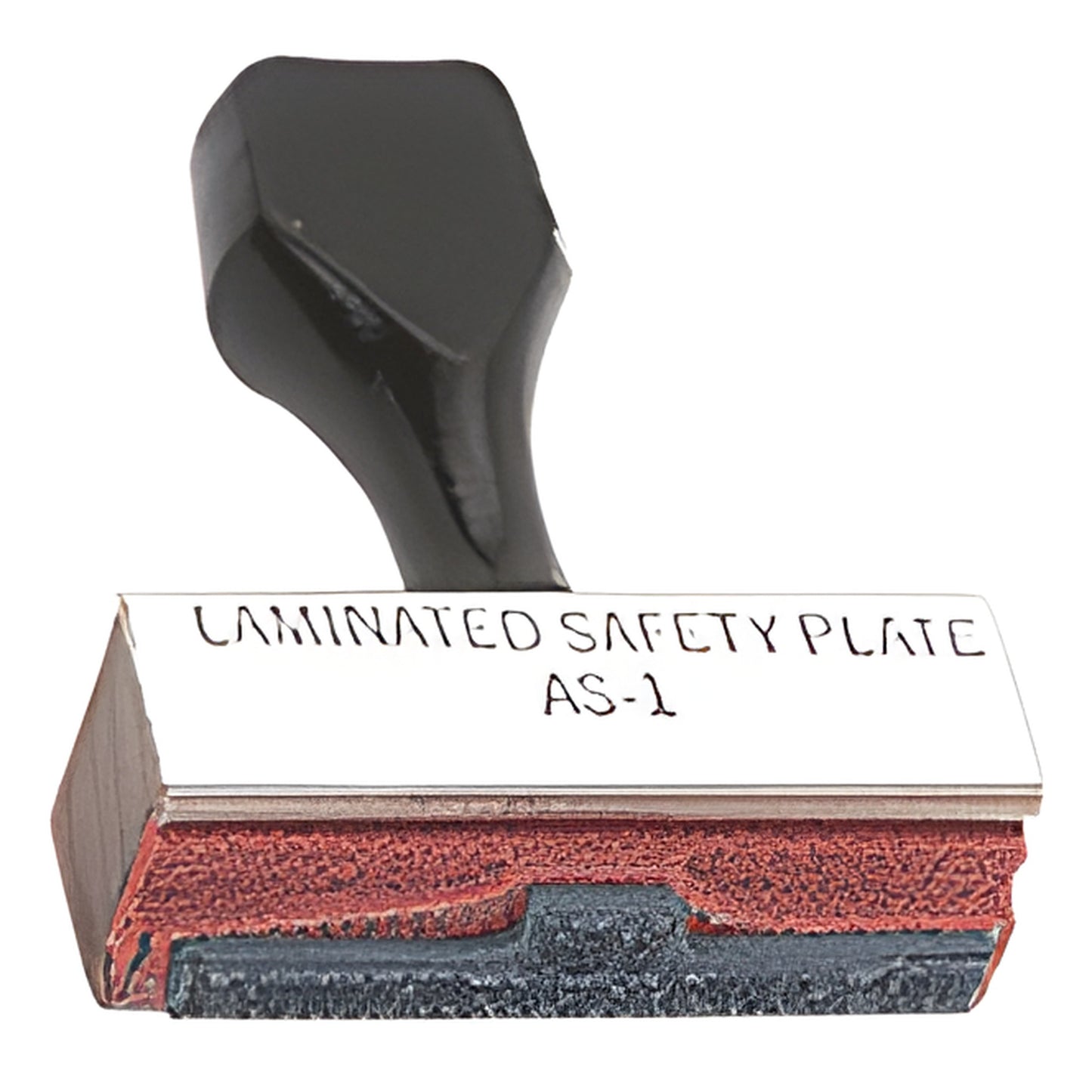 CRL AS1 laminated safety plate stamp, small metal plate with black handle and red foam base to secure bugs on laminated glass