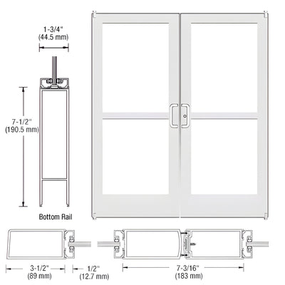 CRL-U.S. Aluminum Series 400 White KYNAR® Pivot Door Pair w/ Panic
