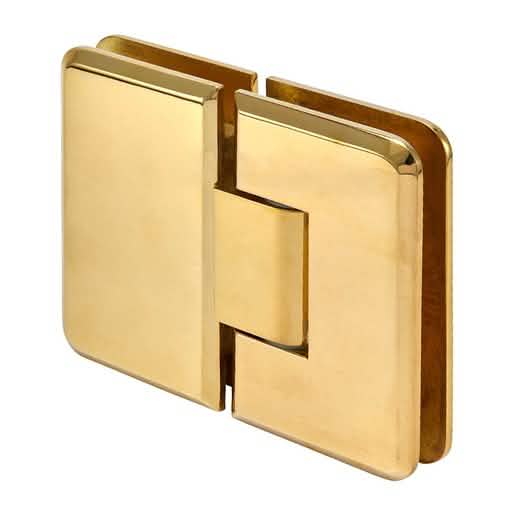 CRL Unlacquered Brass Glass-to-Glass Hinge, 180 Degree Plymouth Series, sleek and durable.