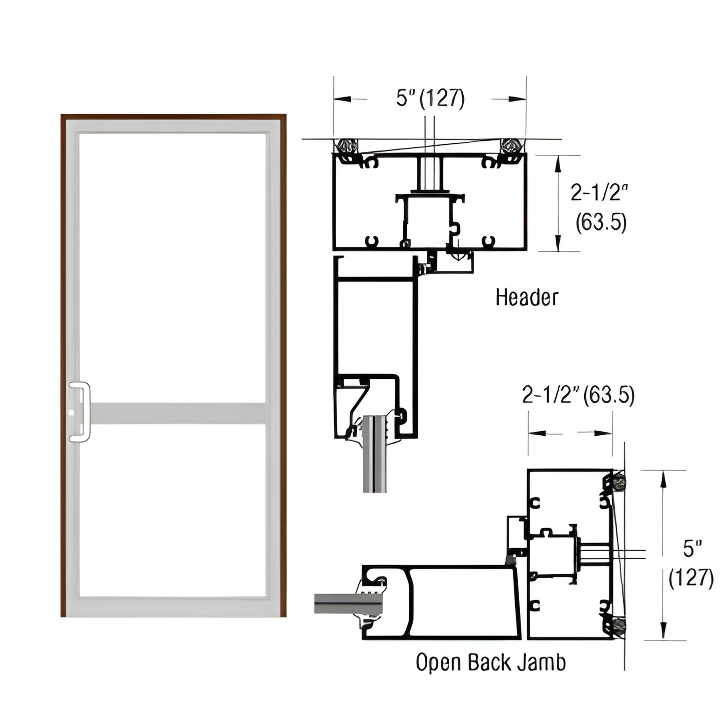 Custom double up/over hurricane impact door frame, black bronze anodized, CVR panic strike prep, air threshold