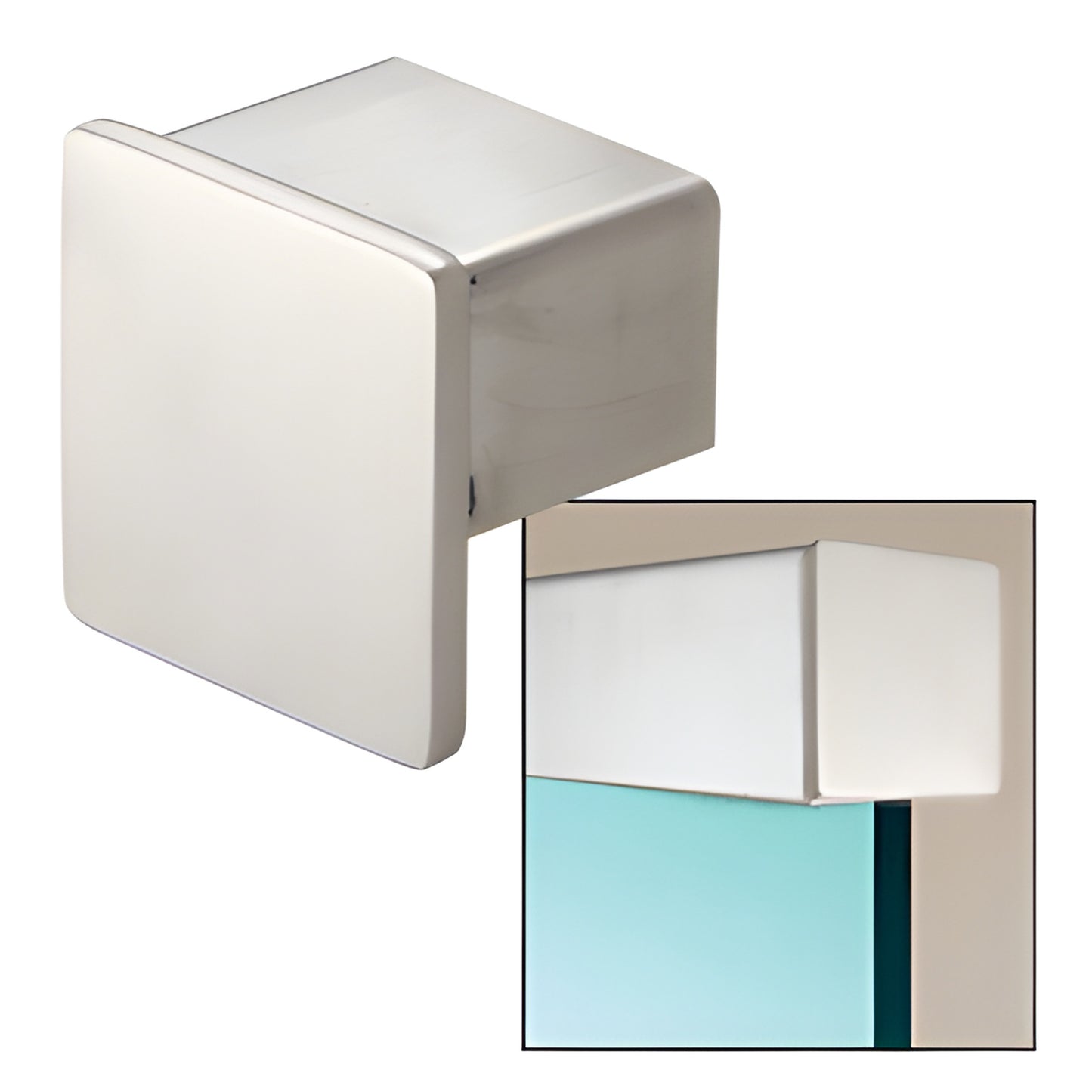 SRF15ECBS brushed stainless steel end cap for SRF15 roll-form cap rails, square rounded-edge cover