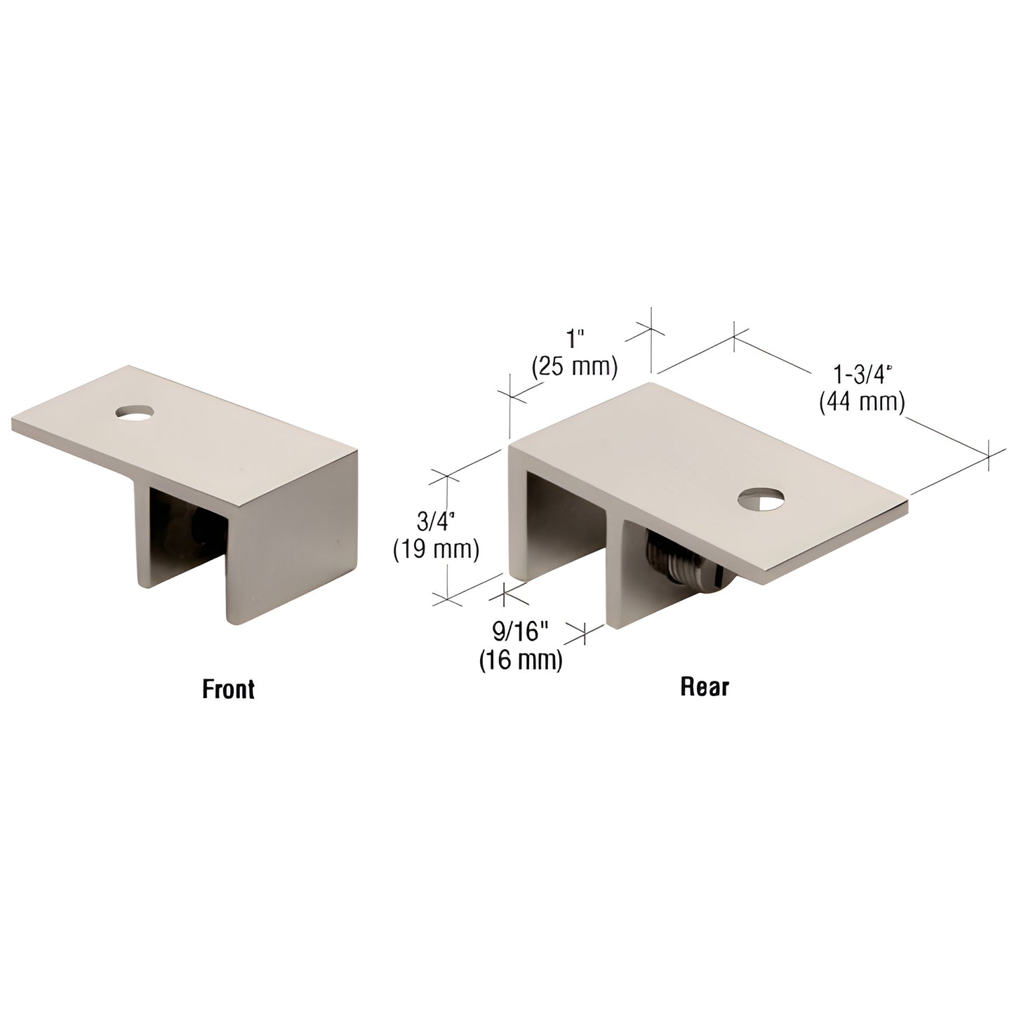 Brushed nickel solid brass ceiling-mount sleeve-over-glass clamp for 8-12mm glass (SKU S0GC01BN)