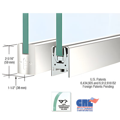 CRL Polished Stainless 3/8" Low-Profile Glass Door Rail, Custom