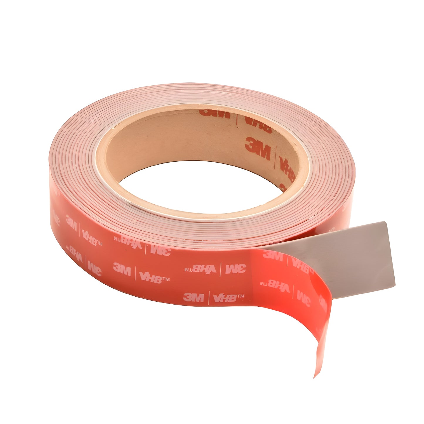 3M VHB high-temp gray acrylic foam tape roll, 1.5 in wide, 108 ft, red release liner visible (SKU 3M110112G)