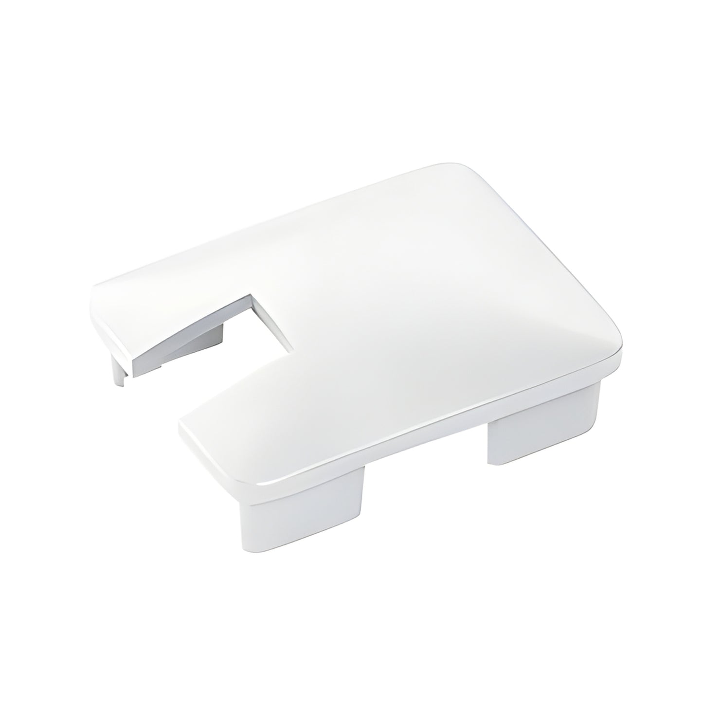 Sky White aluminum notched rectangular post top cap (NC1EW) for glass railing/windscreen.