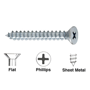 #8 x 1-1/2" Phillips Flat Head Sheet Metal Screws - CRL