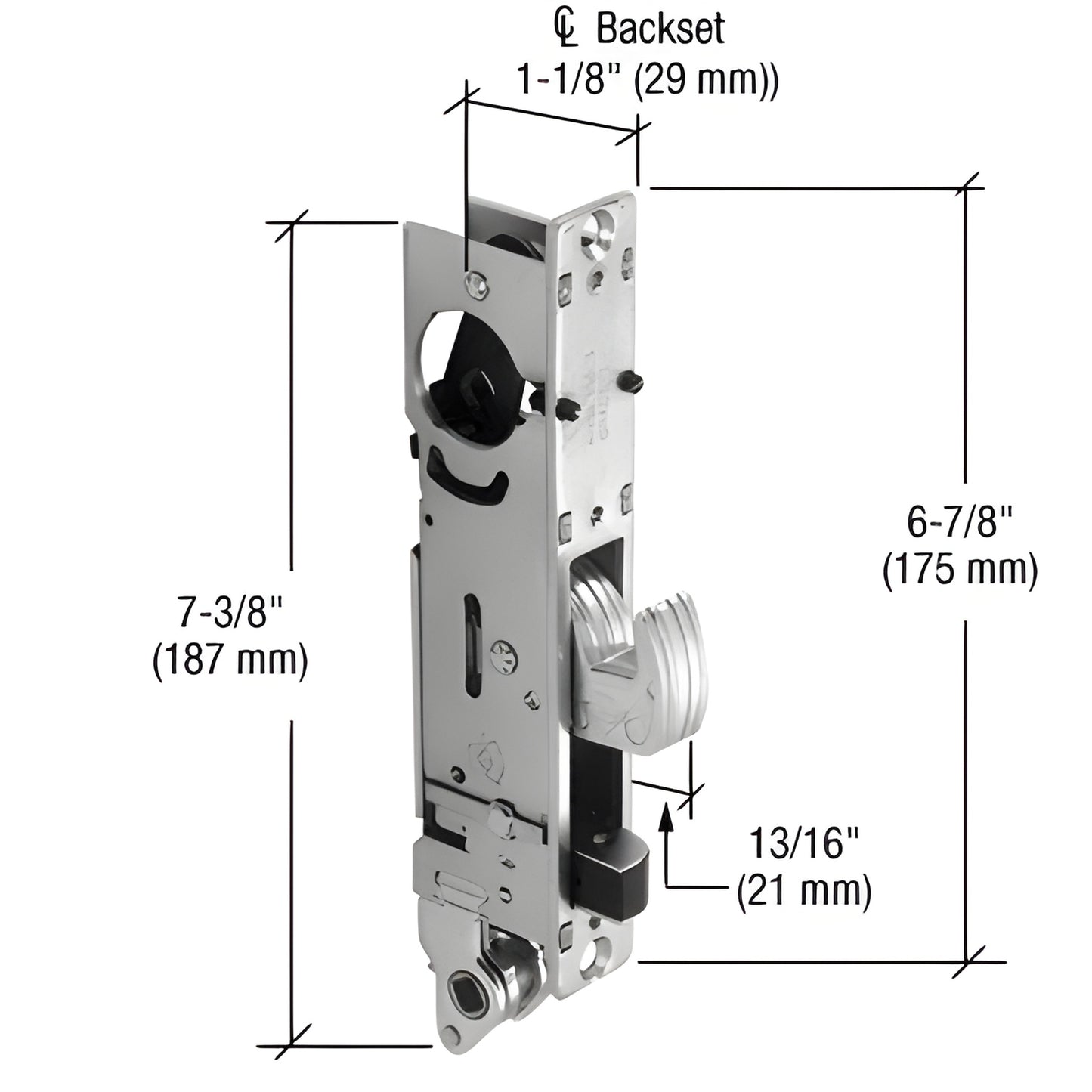 Adams Rite DH18900R right-hand high-security hook bolt mortise lock, 5-ply laminated stainless steel, 13/16" throw