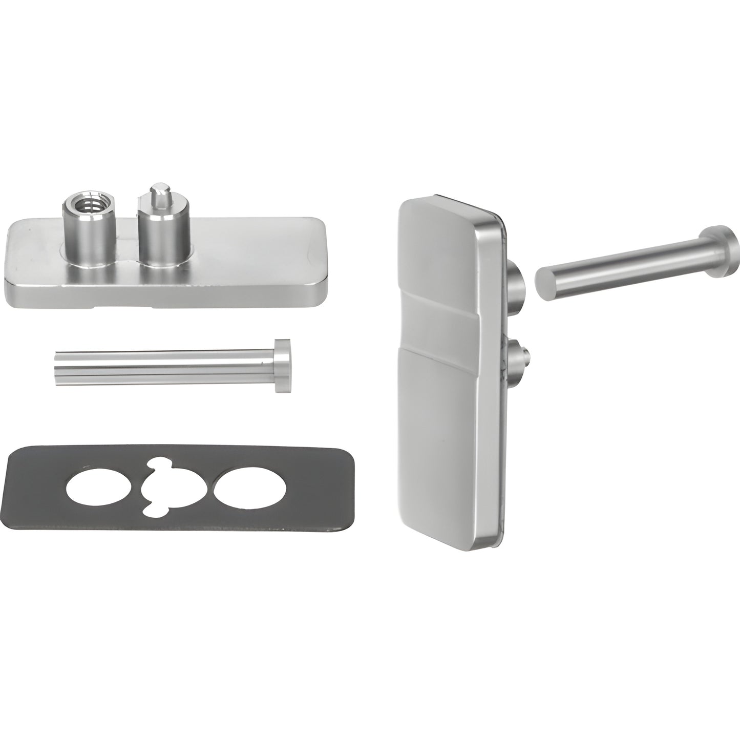 RPK1BS brushed stainless retainer plate kit with pins and gasket - replacement for panic and electronic egress handles.